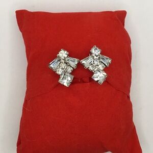 Vintage “PARCO PROV” Baguette Faceted Crystal Screwback Earrings